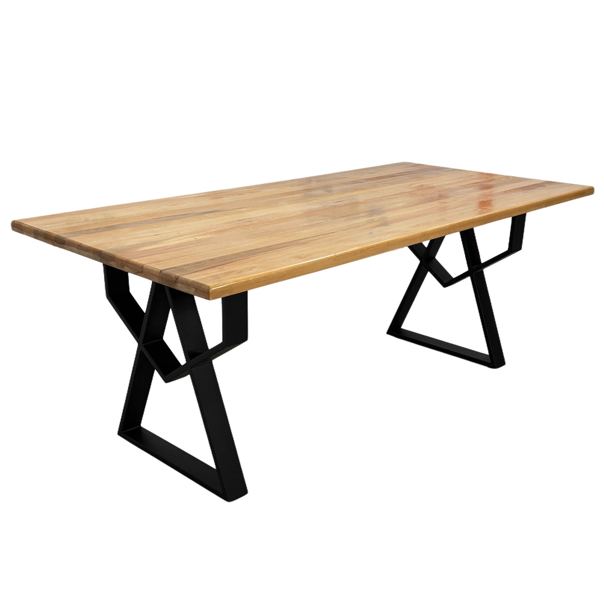 Masa lemn tei, cu picioare masa metal, Adriana, 200 L* 95 l* 75.5 H cm