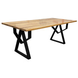 Masa lemn tei, cu picioare masa metal, Adriana, 200 L* 95 l* 75.5 H cm