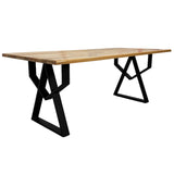 Masa lemn tei, cu picioare masa metal, Adriana, 200 L* 95 l* 75.5 H cm