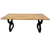 Masa lemn tei, cu picioare masa metal, DARIA, 200 L* 95 l* 75.5 H cm