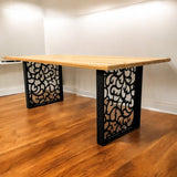 Masa lemn tei, cu picioare masa metal, Destiny, 200 L* 95 l* 75.5 H cm