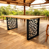 Masa lemn tei, cu picioare masa metal, Destiny, 200 L* 95 l* 75.5 H cm