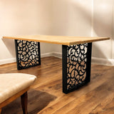 Masa lemn tei, cu picioare masa metal, Destiny, 200 L* 95 l* 75.5 H cm