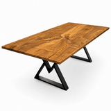 Masa lemn masiv de tei|frasin|stejar|nuc, cu picioare metal, 200x95x78 cm, Raluca - BUZ.RO