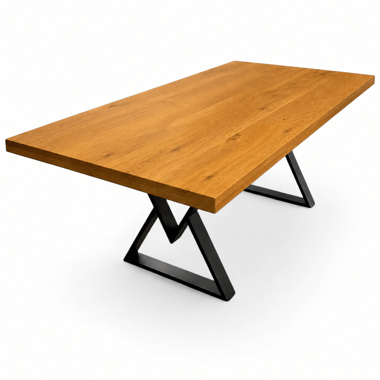 Masa lemn masiv de tei|frasin|stejar|nuc, cu picioare metal, 200x95x78 cm, Raluca - BUZ.RO