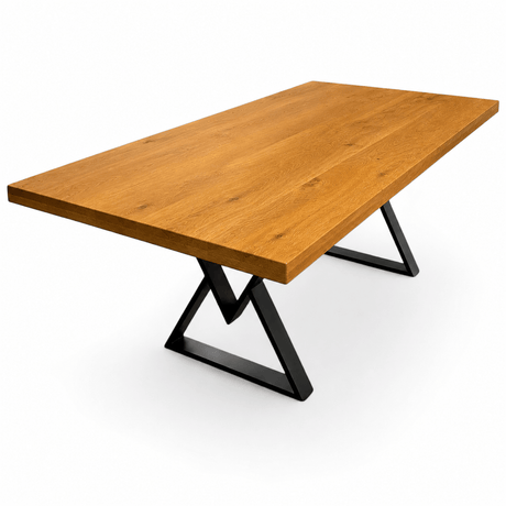 Masa lemn masiv de tei|frasin|stejar|nuc, cu picioare metal, 200x95x78 cm, Raluca - BUZ.RO