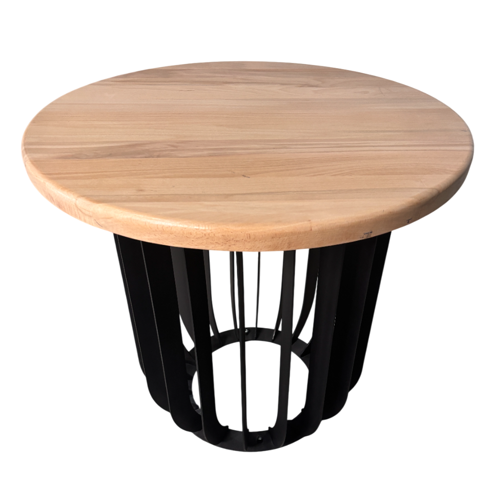 Masuta cafea, masuta living, cu blat lemn masiv tei, picioare masa metal, Camelia, 50X39 cm