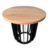 Masuta cafea, masuta living, cu blat lemn masiv tei, picioare masa metal, Camelia, 50X39 cm