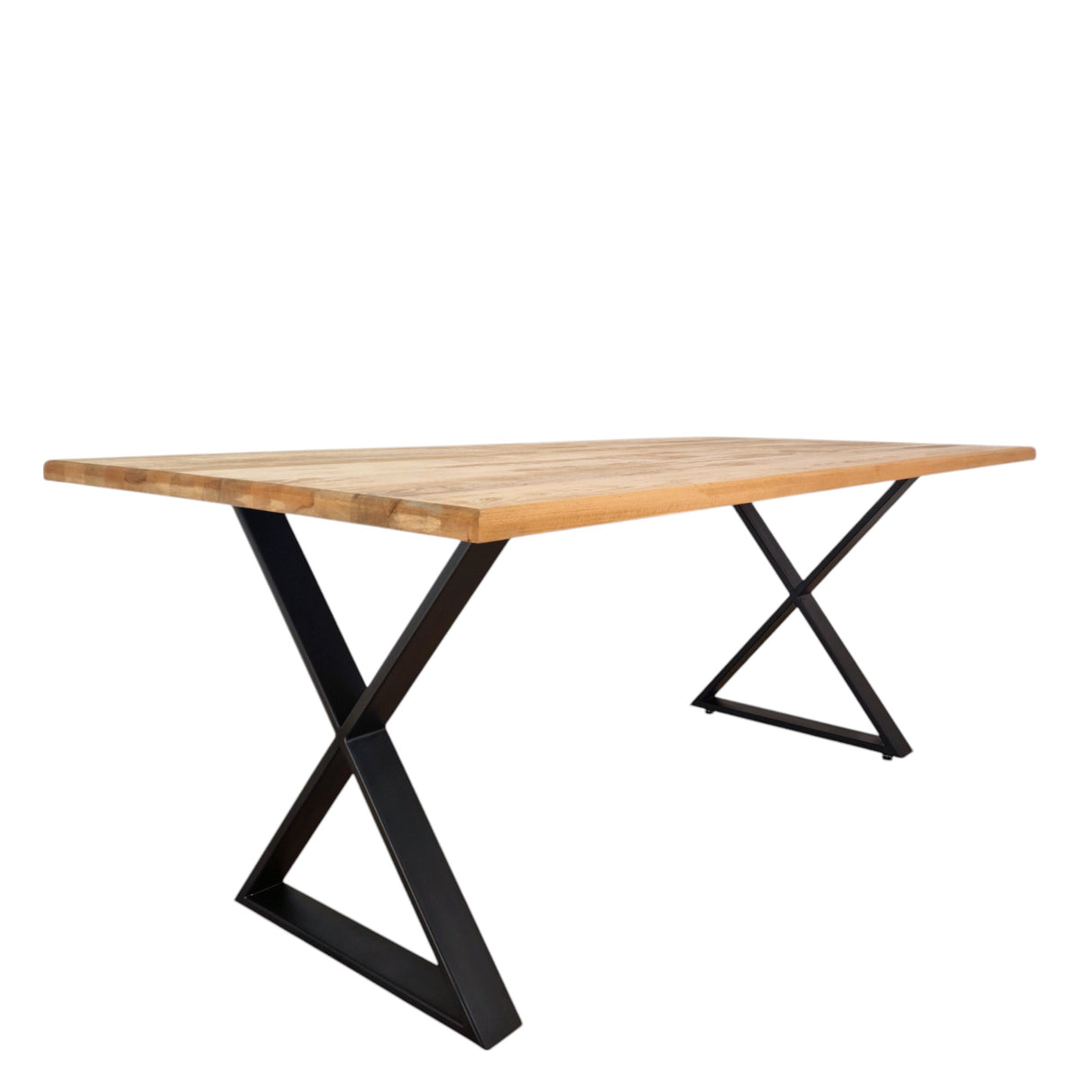 Masa lemn tei, cu picioare masa metal, Anelisse, 200 L* 95 l* 76.5 h cm