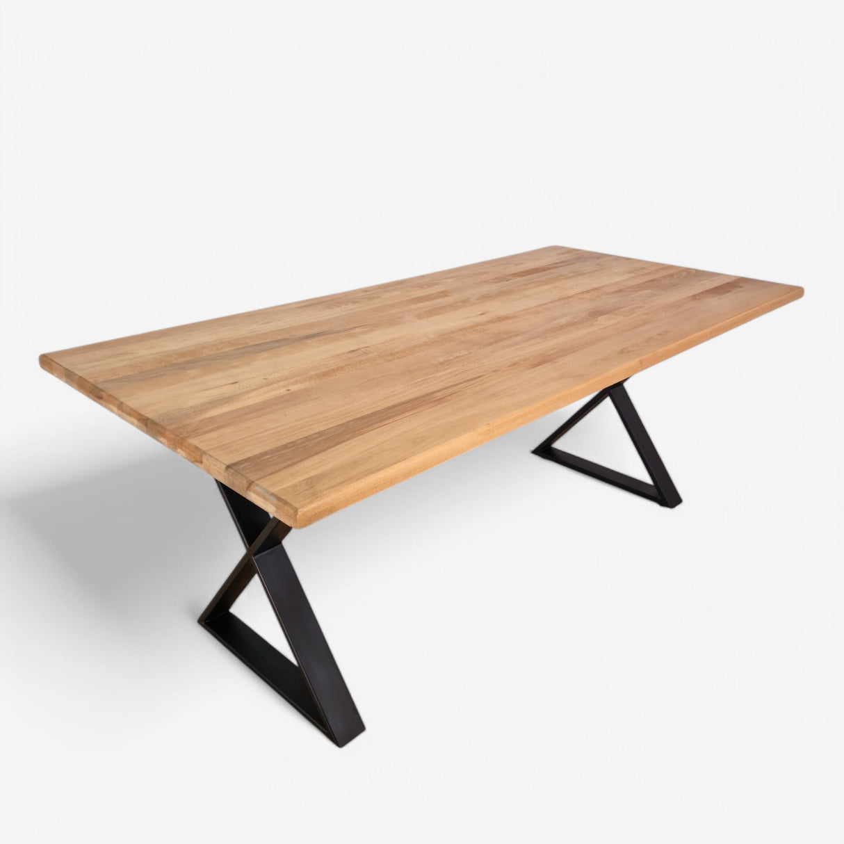 Masa lemn tei, cu picioare masa metal, Anelisse, 200 L* 95 l* 76.5 h cm