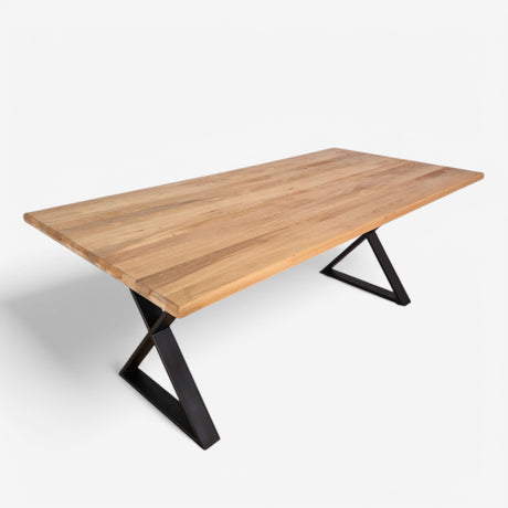 Masa lemn tei, cu picioare masa metal, Anelisse, 200 L* 95 l* 76.5 h cm