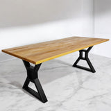 Masa lemn tei, cu picioare masa metal, Cassie, 200 L* 95 l* 75.5 H cm