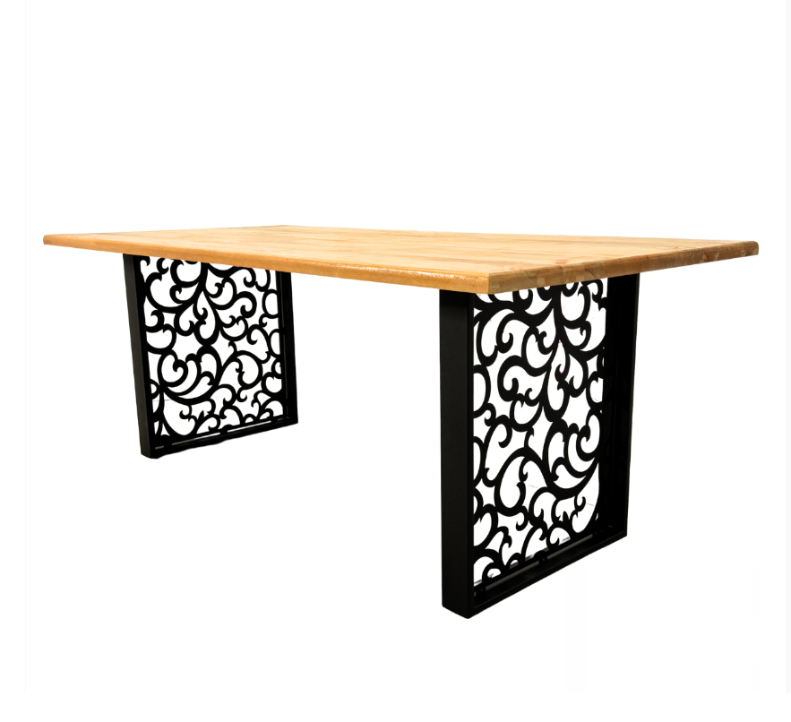Masa lemn tei, cu picioare masa metal, Destiny, 200 L* 95 l* 75.5 H cm