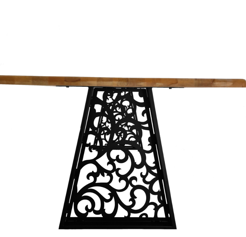 Masa lemn tei, cu picioare masa metal, Maddie, 200 L* 95 l* 76.5 H cm SEPIA BROWN BRAD NATUR