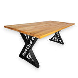 Masa lemn tei, cu picioare masa metal, Sidney, 200 L* 95 l* 76.5 H cm