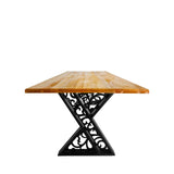 Masa lemn tei, cu picioare masa metal, Sidney, 200 L* 95 l* 76.5 H cm