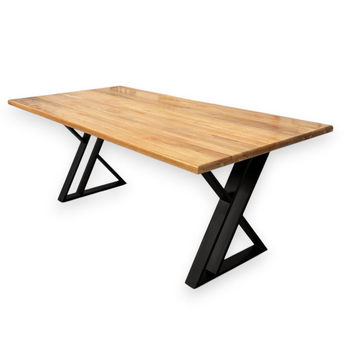 Masa lemn tei, cu picioare masa metal, Violette, 200 L* 95 l* 75.5 h cm