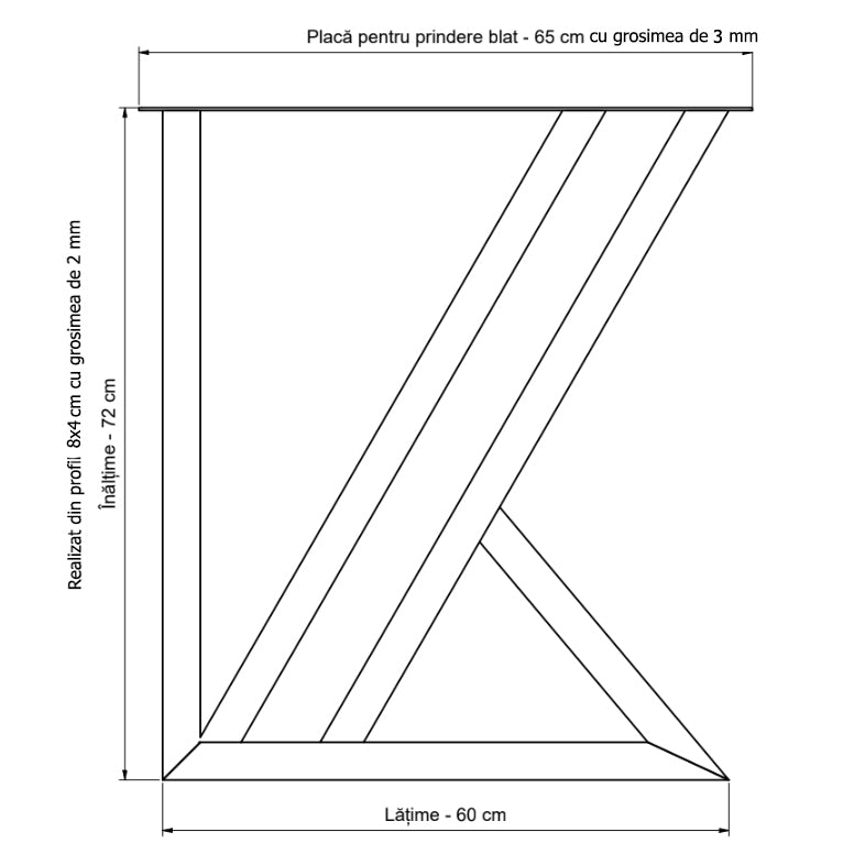 Masa lemn tei Sasha, cu picioare masa metal, 200 L* 95 l* 75.5 H cm