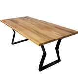 Masa lemn tei, Flora, cu picioare masa metal, 200 L* 95 l* 76.5 H cm