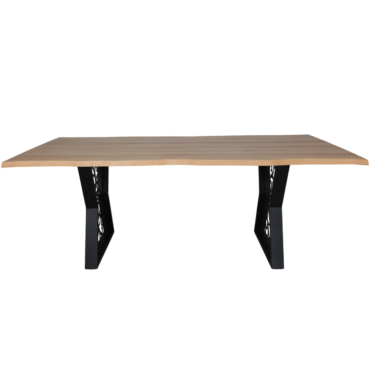 Masa lemn tei Lolita, cu picioare masa metal, 200 L* 95 l* 75.5 H cm