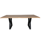 Masa lemn tei Lolita, cu picioare masa metal, 200 L* 95 l* 75.5 H cm