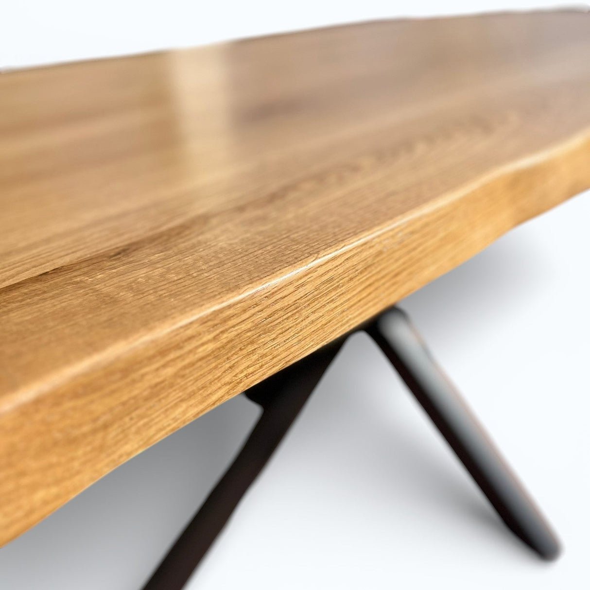 Masa Lemn Masiv stejar | Picioare Metal, Design Modern, 200x95cm| - BUZ.RO