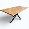 Masa Lemn Masiv stejar | Picioare Metal, Design Modern, 200x95cm| - BUZ.RO