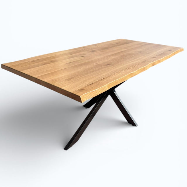 Masa Lemn Masiv stejar | Picioare Metal, Design Modern, 200x95cm| - BUZ.RO