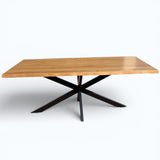 Masa Lemn Masiv stejar | Picioare Metal, Design Modern, 200x95cm| - BUZ.RO