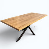 Masa Lemn Masiv stejar | Picioare Metal, Design Modern, 200x95cm| - BUZ.RO