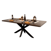 Masa lemn masiv tei cu picioare masa metal | Blat maro| picior spider