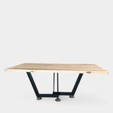 Masa lemn masiv tei, cu picioare masa metal, Demetra, 200x95x78 cm - BUZ.RO