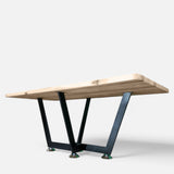Masa lemn masiv tei, cu picioare masa metal, Demetra, 200x95x78 cm - BUZ.RO