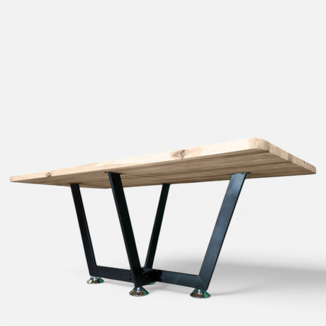 Masa lemn masiv tei, cu picioare masa metal, Demetra, 200x95x78 cm - BUZ.RO