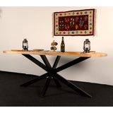 Masa lemn masiv tei, cu picioare masa metal, Lisa - BUZ.RO