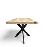 Masa lemn masiv tei, cu picioare masa metal, Little Spider, 140X80x78 cm