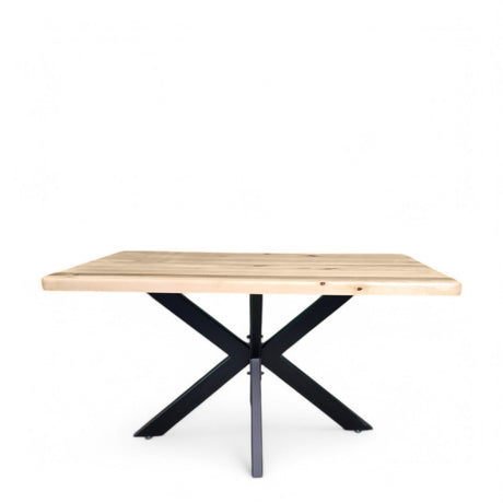 Masa lemn masiv tei, cu picioare masa metal, Little Spider, 140X80 / 160x80 - BUZ.RO