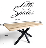 Masa lemn masiv tei, cu picioare masa metal, Little Spider, 140X80 / 160x80 - BUZ.RO