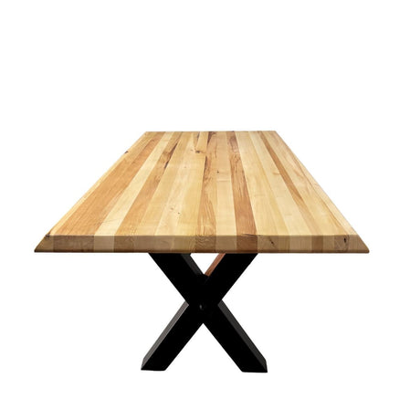 Masa lemn masiv tei, cu picioare masa metal, Viviene, 200x95x78 cm - BUZ.RO