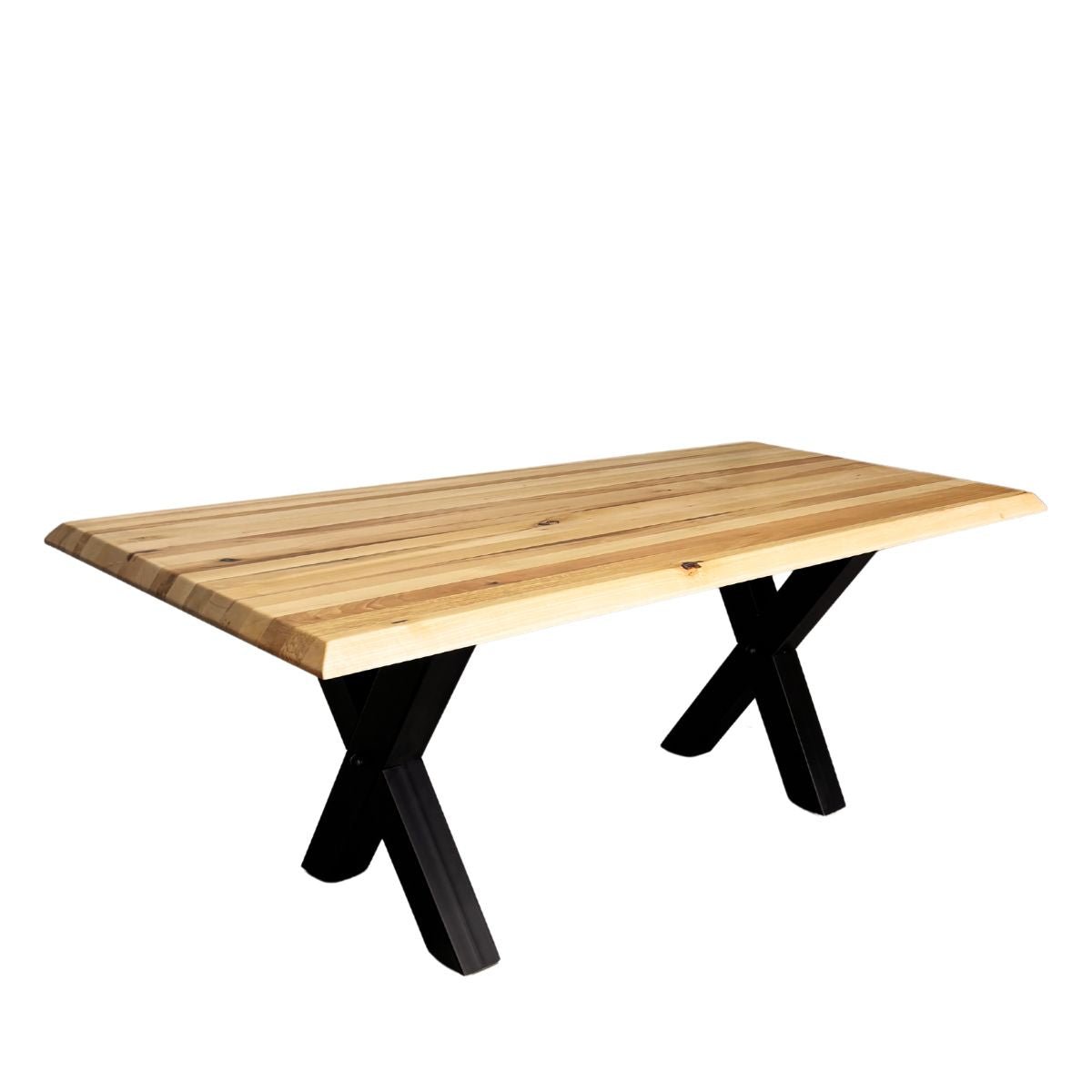 Masa lemn masiv tei, cu picioare masa metal, Viviene, 200x95x78 cm - BUZ.RO