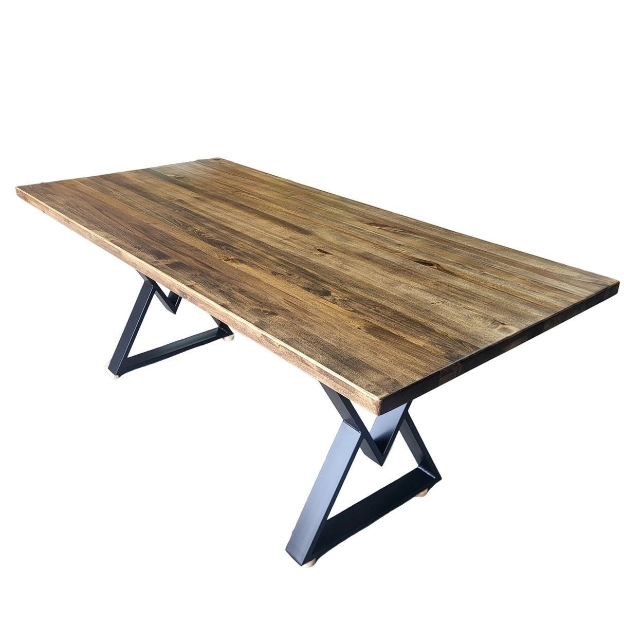 Masa Lemn Masiv Tei | Picioare Metal, Design Modern, 200x95cm, Mahon - BUZ.RO