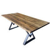 Masa Lemn Masiv Tei | Picioare Metal, Design Modern, 200x95cm, Mahon - BUZ.RO
