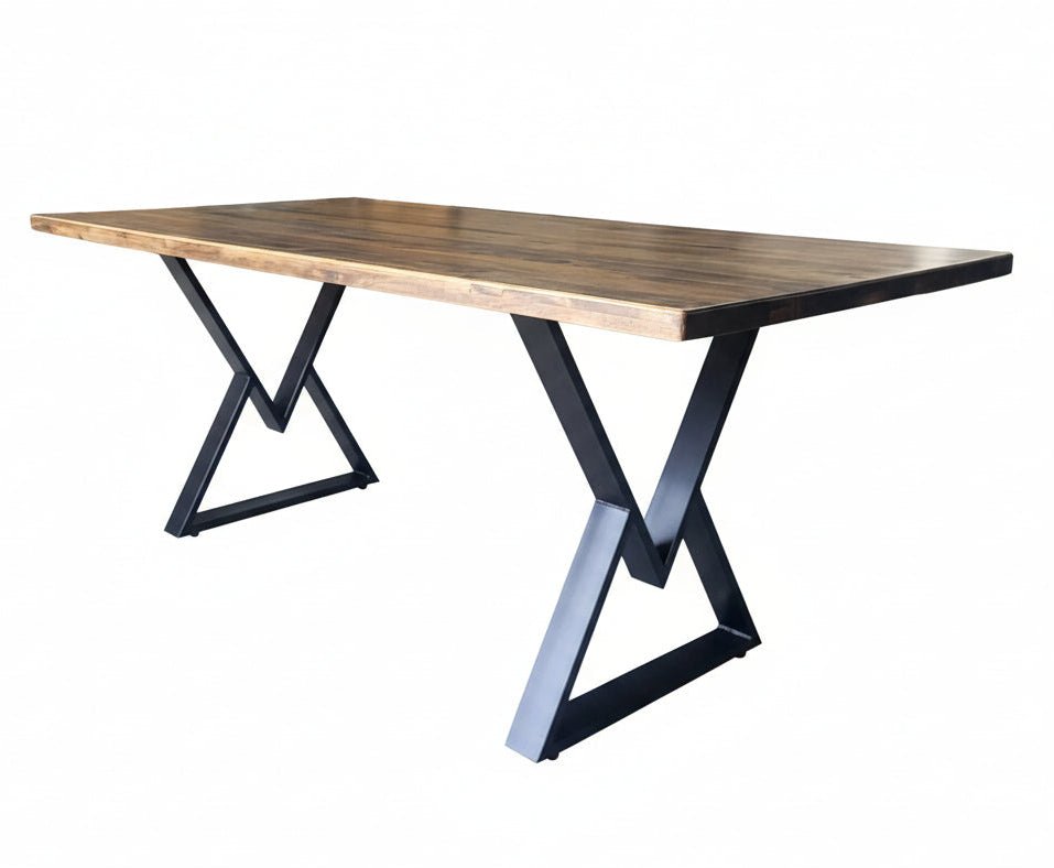 Masa Lemn Masiv Tei | Picioare Metal, Design Modern, 200x95cm, Mahon - BUZ.RO