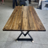 Masa Lemn Masiv Tei | Picioare Metal, Design Modern, 200x95cm, Mahon - BUZ.RO