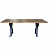 Masa Lemn Masiv Tei | Picioare Metal, Design Modern, 200x95cm, Mahon - BUZ.RO
