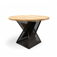 Masa lemn tei, cu cadru din metal, Rue, 100x71.5 cm