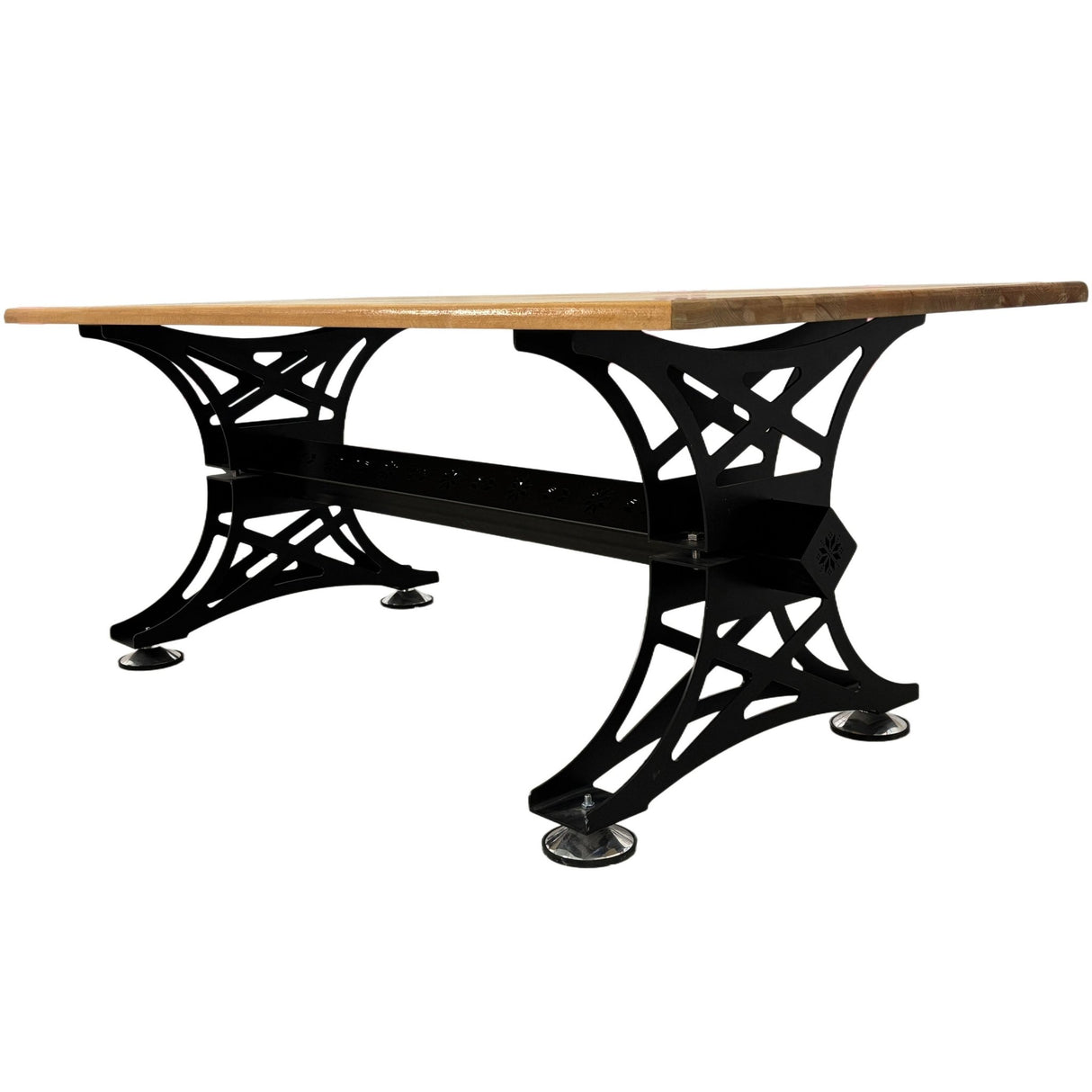 Masa lemn tei, cu picioare masa metal, Aurora, 240 L* 100 l* 79.5 H cm - BUZ.RO