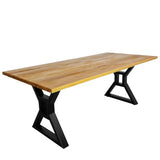 Masa lemn tei, cu picioare masa metal, Cassie, 200 L* 95 l* 75.5 H cm - BUZ.RO