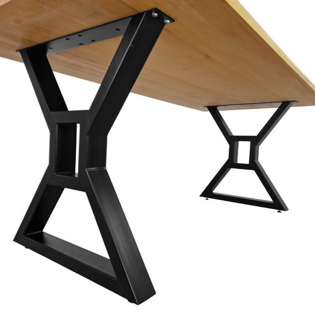 Masa lemn tei, cu picioare masa metal, Cassie, 200 L* 95 l* 75.5 H cm - BUZ.RO