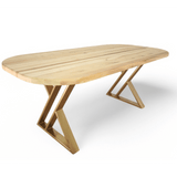 Masa lemn tei, cu picioare masa metal, Daphne, aurii, 200x90x77 cm - BUZ.RO